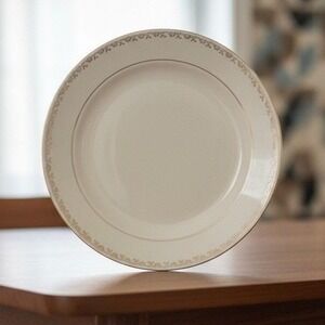 Good Housekeeping 22k Gold Trim Dinner Plate, Vintage White Porcelain Stoneware